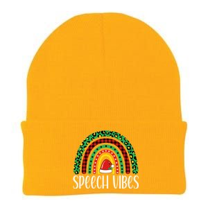 Rainbow Speech Vibes Slp Speech Therapist Christmas Funny Gift Knit Cap Winter Beanie