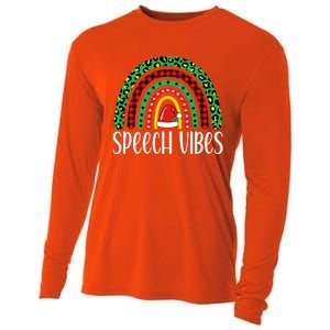 Rainbow Speech Vibes Slp Speech Therapist Christmas Funny Gift Cooling Performance Long Sleeve Crew