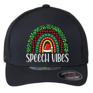 Rainbow Speech Vibes Slp Speech Therapist Christmas Funny Gift Flexfit Unipanel Trucker Cap