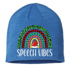 Rainbow Speech Vibes Slp Speech Therapist Christmas Funny Gift Sustainable Beanie