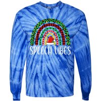 Rainbow Speech Vibes Slp Speech Therapist Christmas Funny Gift Tie-Dye Long Sleeve Shirt