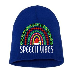 Rainbow Speech Vibes Slp Speech Therapist Christmas Funny Gift Short Acrylic Beanie