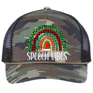 Rainbow Speech Vibes Slp Speech Therapist Christmas Funny Gift Retro Rope Trucker Hat Cap