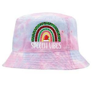 Rainbow Speech Vibes Slp Speech Therapist Christmas Funny Gift Tie-Dyed Bucket Hat