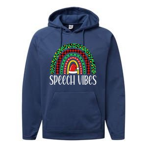 Rainbow Speech Vibes Slp Speech Therapist Christmas Funny Gift Performance Fleece Hoodie