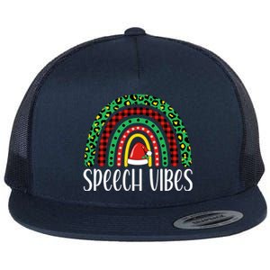 Rainbow Speech Vibes Slp Speech Therapist Christmas Funny Gift Flat Bill Trucker Hat