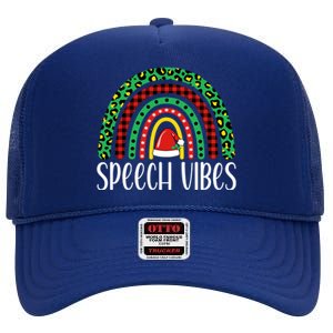 Rainbow Speech Vibes Slp Speech Therapist Christmas Funny Gift High Crown Mesh Back Trucker Hat