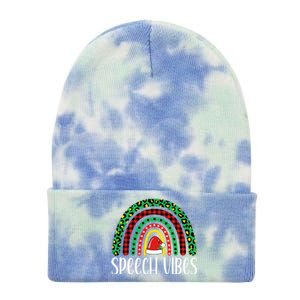 Rainbow Speech Vibes Slp Speech Therapist Christmas Funny Gift Tie Dye 12in Knit Beanie