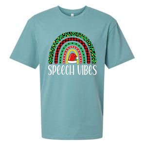 Rainbow Speech Vibes Slp Speech Therapist Christmas Funny Gift Sueded Cloud Jersey T-Shirt