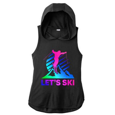 Retro Ski Vintage 80s 90s Skiing Outfit Ladies PosiCharge Tri-Blend Wicking Draft Hoodie Tank