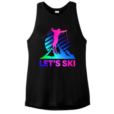 Retro Ski Vintage 80s 90s Skiing Outfit Ladies PosiCharge Tri-Blend Wicking Tank