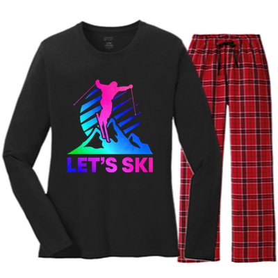 Retro Ski Vintage 80s 90s Skiing Outfit Women's Long Sleeve Flannel Pajama Set 