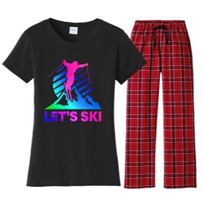 Retro Ski Vintage 80s 90s Skiing Outfit Women's Flannel Pajama Set