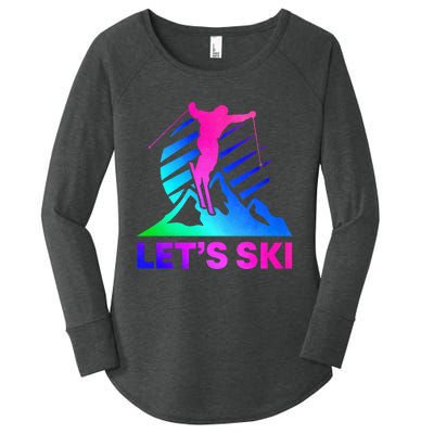 Retro Ski Vintage 80s 90s Skiing Outfit Women's Perfect Tri Tunic Long Sleeve Shirt