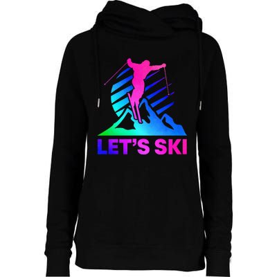 Retro Ski Vintage 80s 90s Skiing Outfit Womens Funnel Neck Pullover Hood