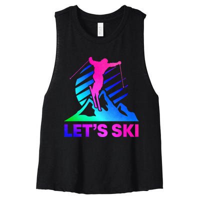 Retro Ski Vintage 80s 90s Skiing Outfit Women's Racerback Cropped Tank