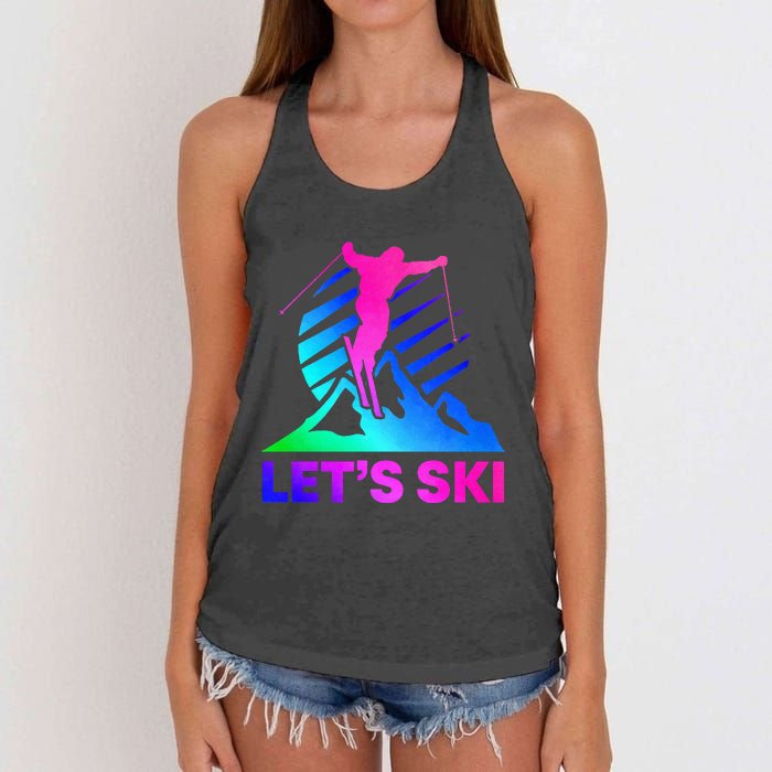 Retro Ski Vintage 80s 90s Skiing Outfit Women's Knotted Racerback Tank