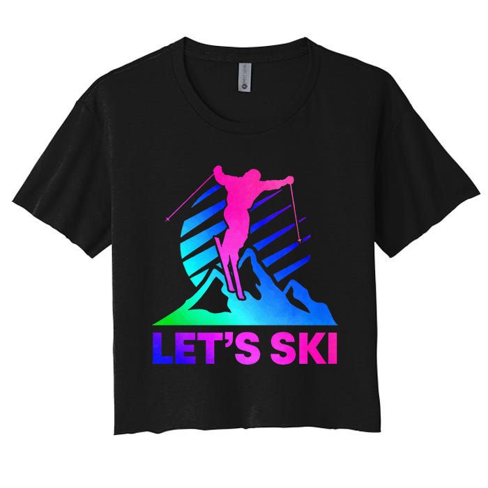 Retro Ski Vintage 80s 90s Skiing Outfit Women's Crop Top Tee