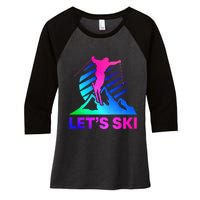 Retro Ski Vintage 80s 90s Skiing Outfit Women's Tri-Blend 3/4-Sleeve Raglan Shirt