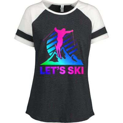 Retro Ski Vintage 80s 90s Skiing Outfit Enza Ladies Jersey Colorblock Tee