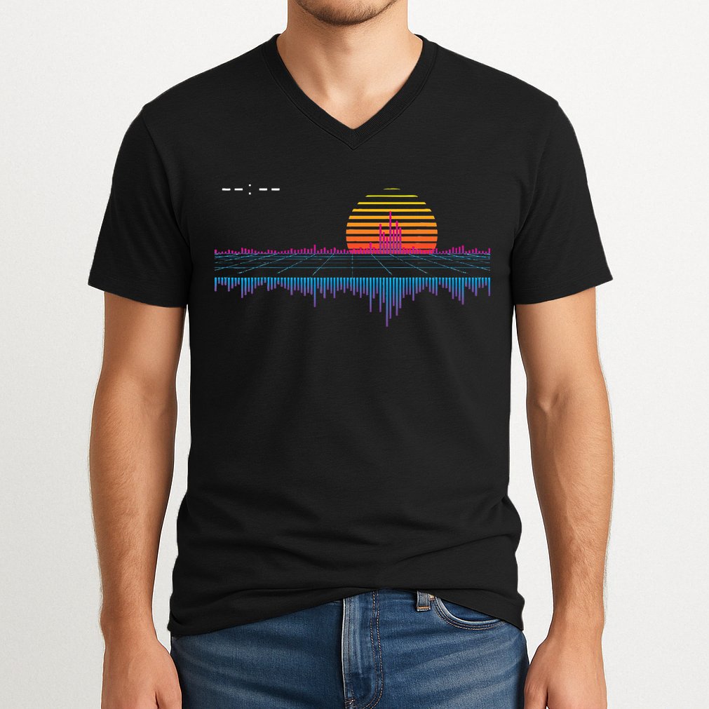 Retrowave Synthwave Vaporwave Sunset Aesthetic V-Neck T-Shirt