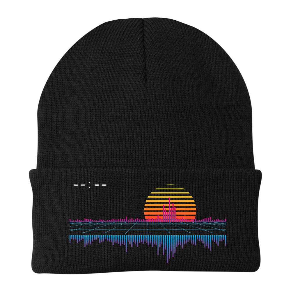 Retrowave Synthwave Vaporwave Sunset Aesthetic Beanie