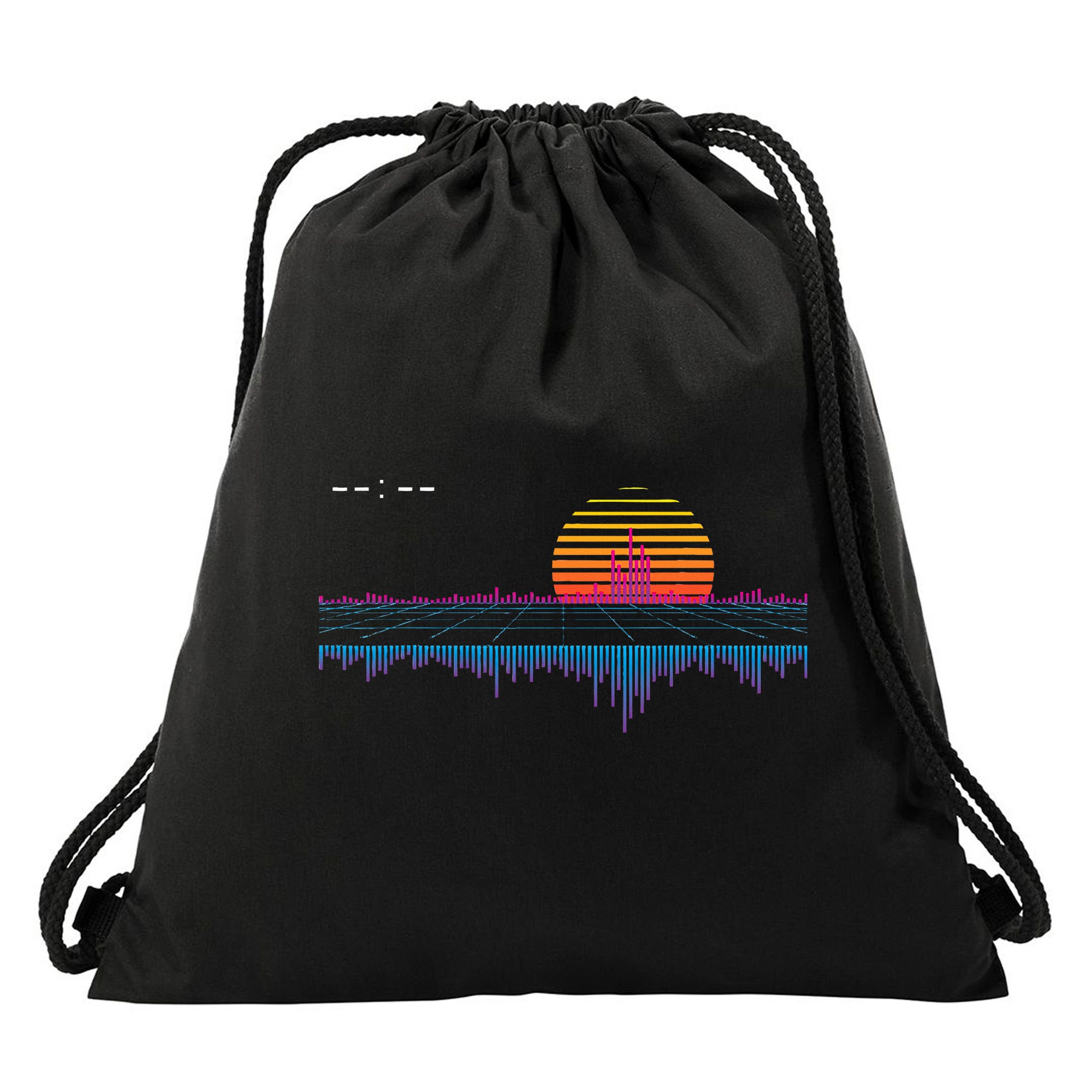 Retrowave Synthwave Vaporwave Sunset Aesthetic Drawstring Bag