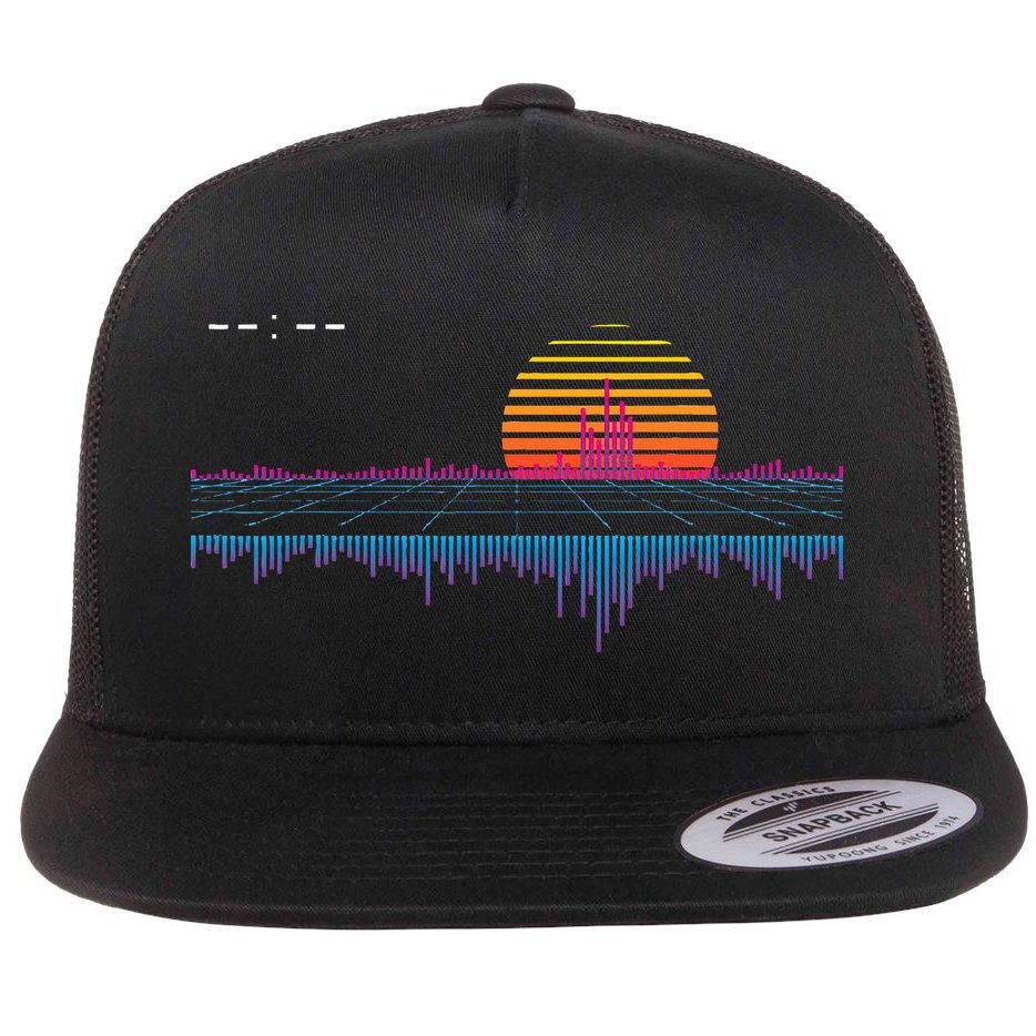 Retrowave Synthwave Vaporwave Sunset Aesthetic Flat Bill Trucker Hat