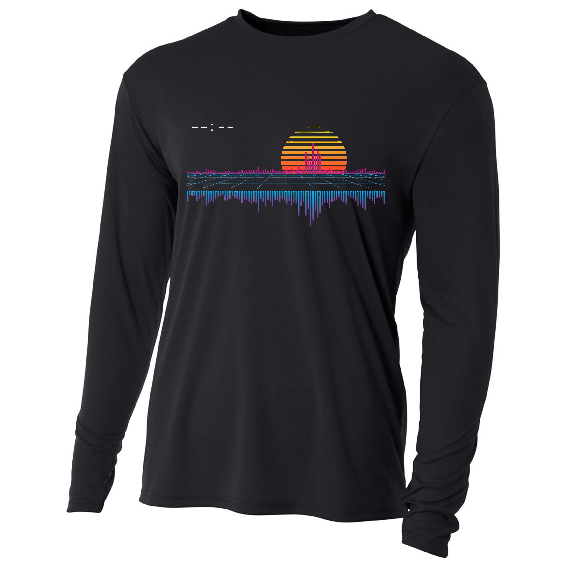 Retrowave Synthwave Vaporwave Sunset Aesthetic Cooling Performance Long Sleeve Crew