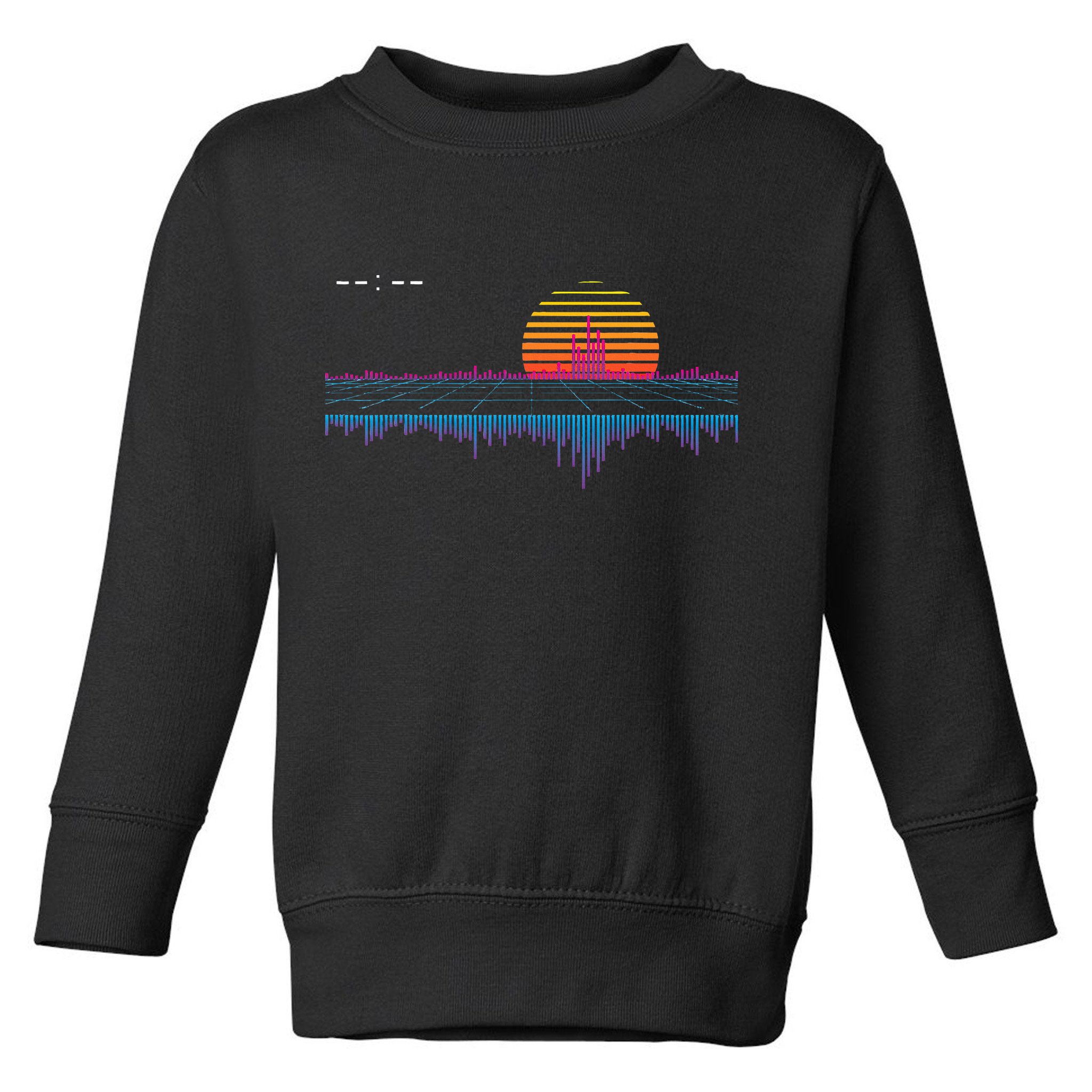 Retrowave Synthwave Vaporwave Sunset Aesthetic Toddler Sweatshirt