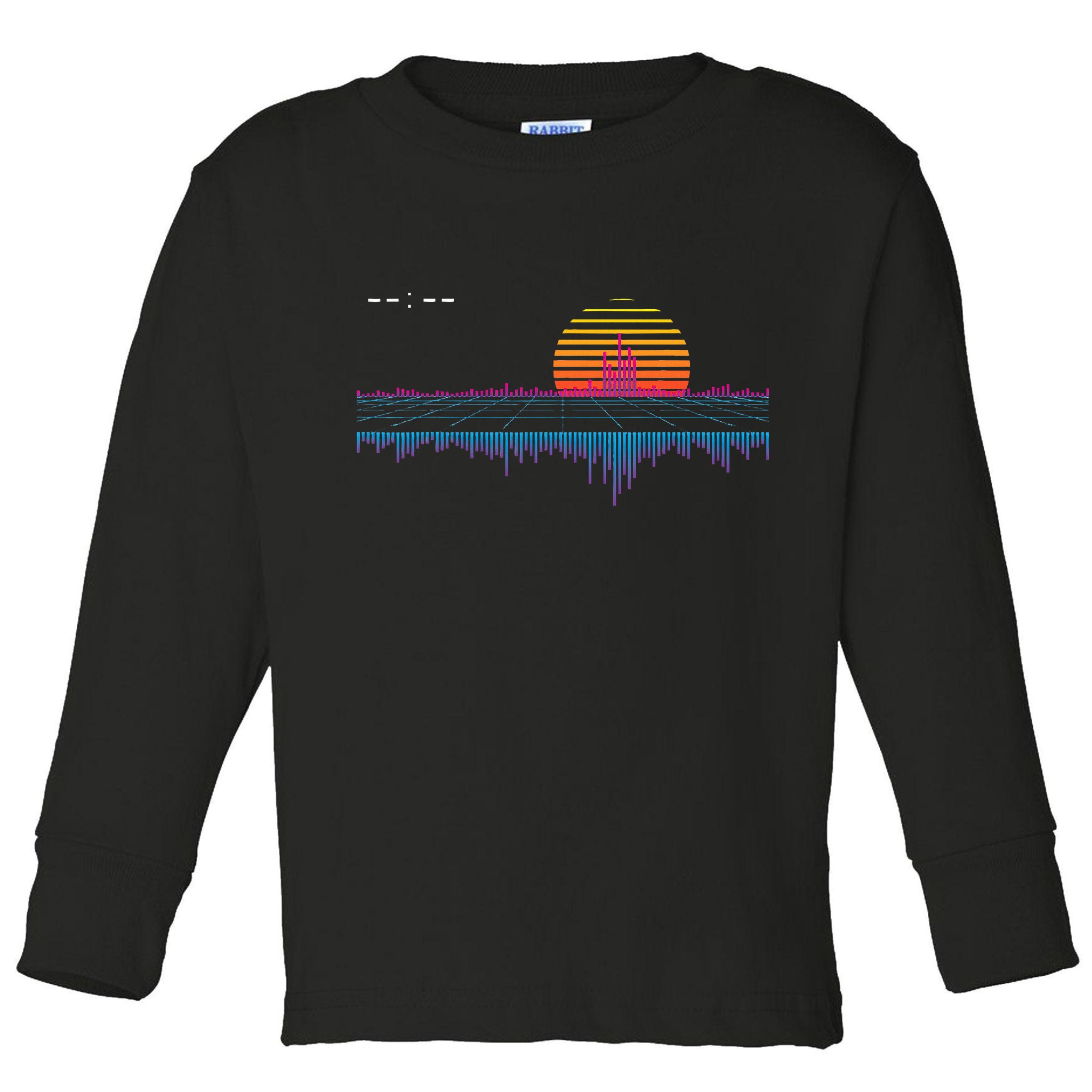 Retrowave Synthwave Vaporwave Sunset Aesthetic Toddler Long Sleeve Shirt