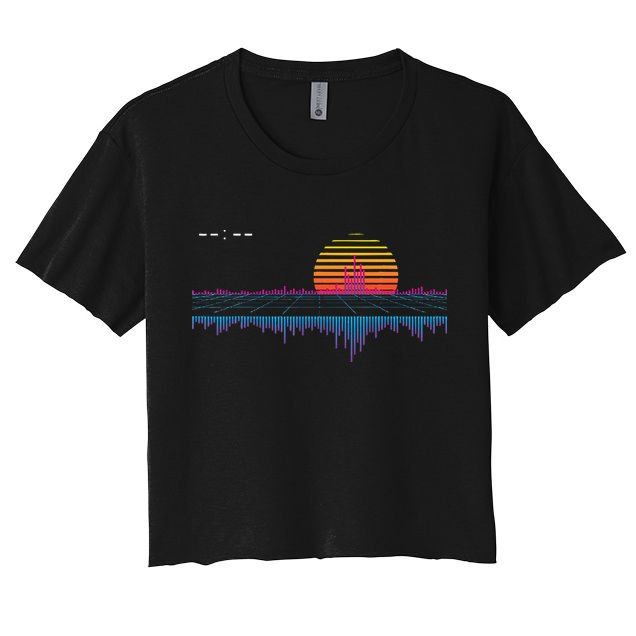 Retrowave Synthwave Vaporwave Sunset Aesthetic Women's Crop Top Tee