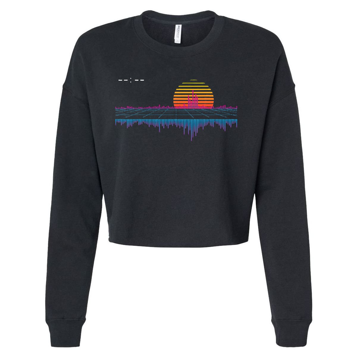 Retrowave Synthwave Vaporwave Sunset Aesthetic Cropped Pullover Crew