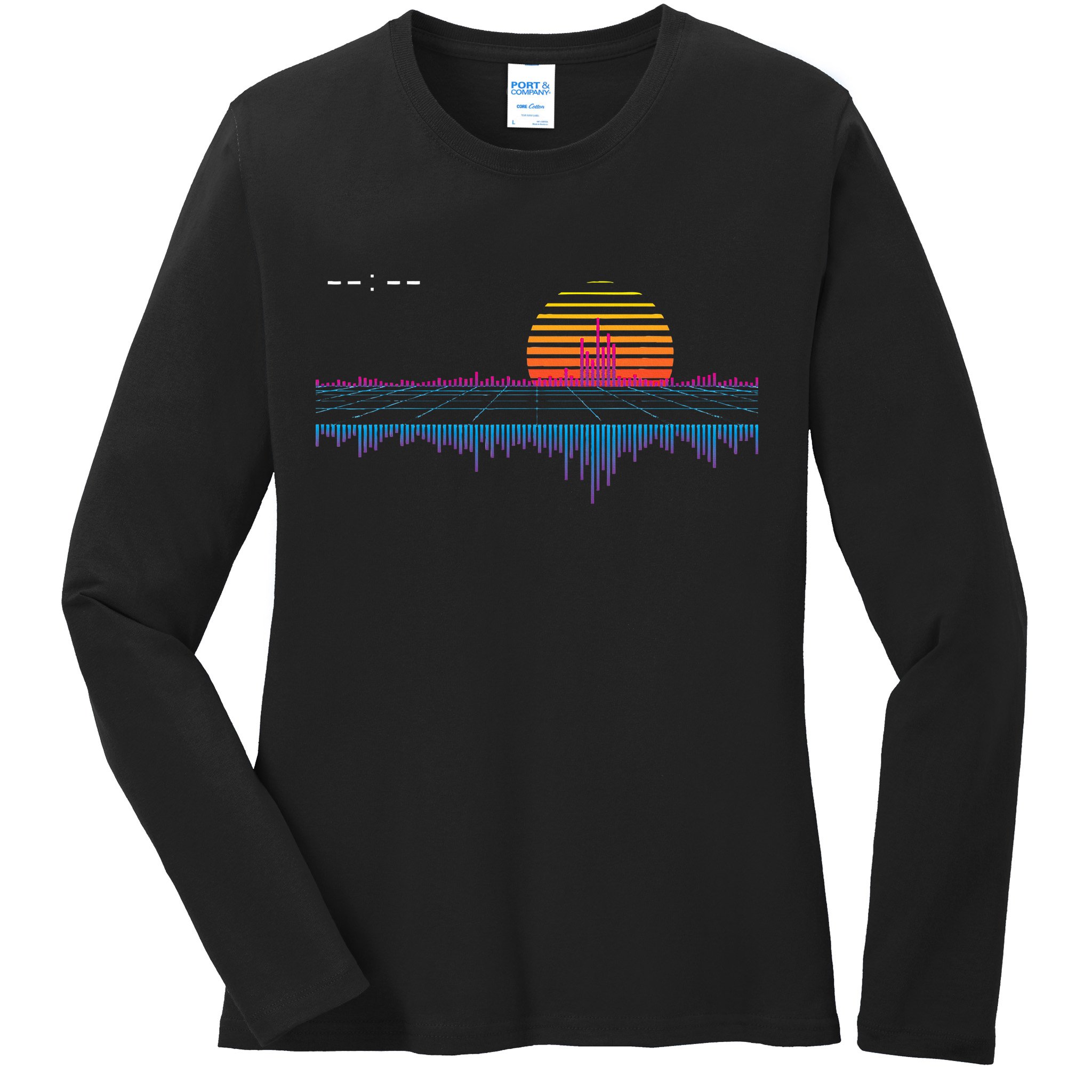 Retrowave Synthwave Vaporwave Sunset Aesthetic Ladies Long Sleeve Shirt