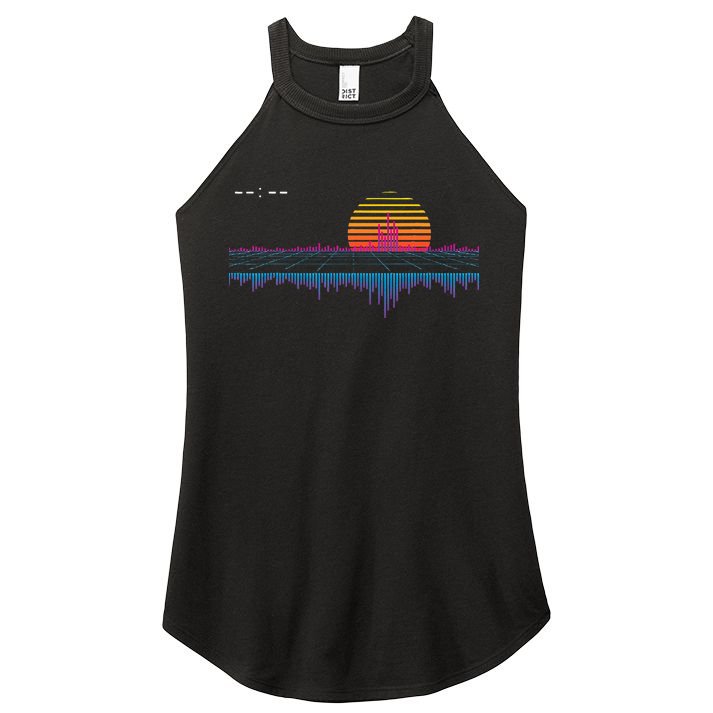 Retrowave Synthwave Vaporwave Sunset Aesthetic Women's Perfect Tri Rocker Tank