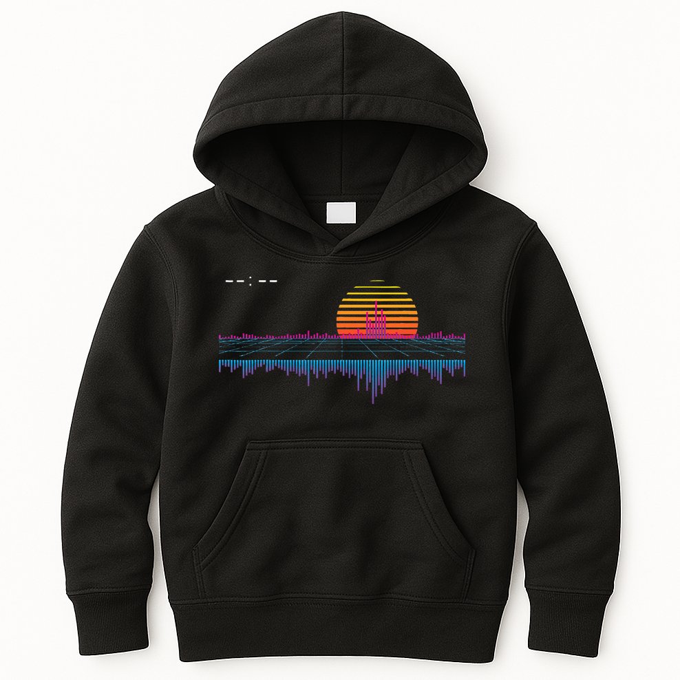 Retrowave Synthwave Vaporwave Sunset Aesthetic Kids Hoodie