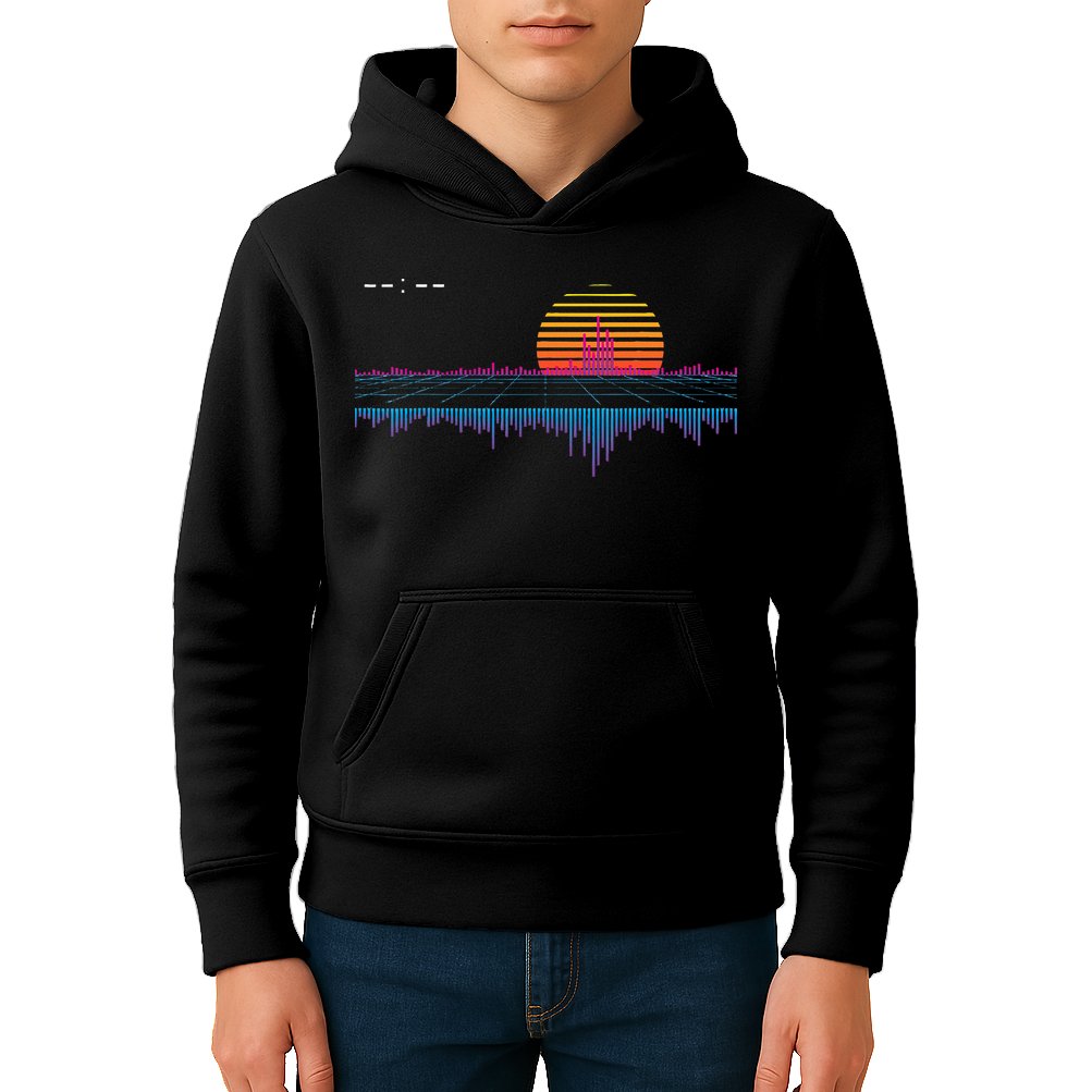 Retrowave Synthwave Vaporwave Sunset Aesthetic Kids Hoodie