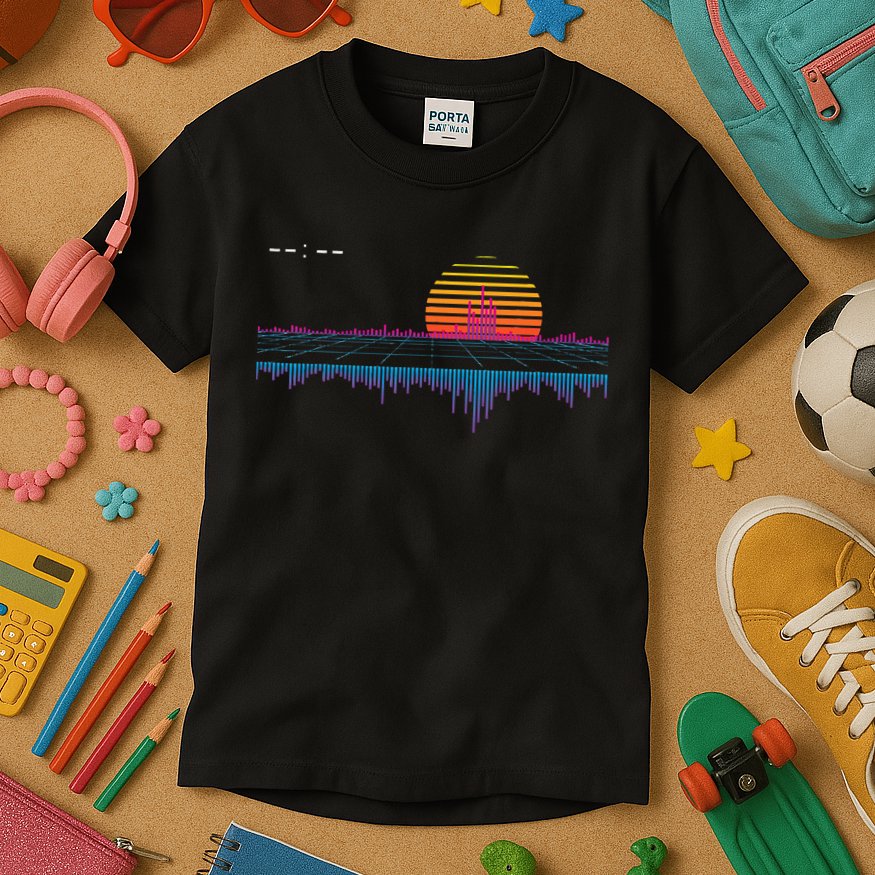 Retrowave Synthwave Vaporwave Sunset Aesthetic Kids T-Shirt