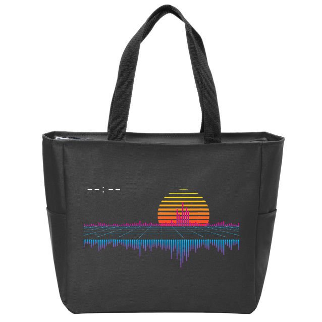 Retrowave Synthwave Vaporwave Sunset Aesthetic Zip Tote Bag
