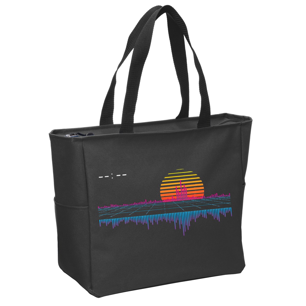 Retrowave Synthwave Vaporwave Sunset Aesthetic Zip Tote Bag