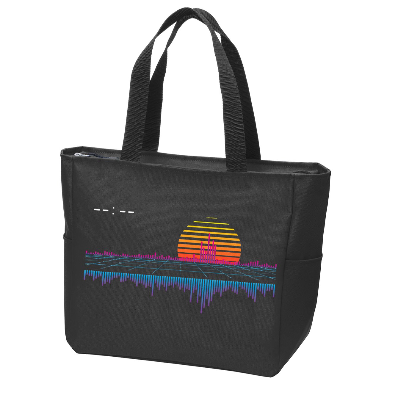 Retrowave Synthwave Vaporwave Sunset Aesthetic Zip Tote Bag