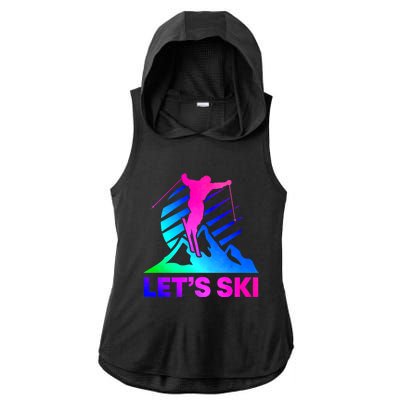 Retro Ski Vintage 80s 90s Skiing Ladies PosiCharge Tri-Blend Wicking Draft Hoodie Tank