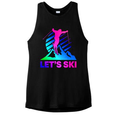 Retro Ski Vintage 80s 90s Skiing Ladies PosiCharge Tri-Blend Wicking Tank