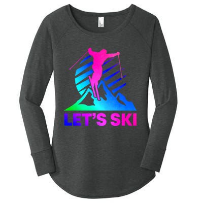 Retro Ski Vintage 80s 90s Skiing Women's Perfect Tri Tunic Long Sleeve Shirt