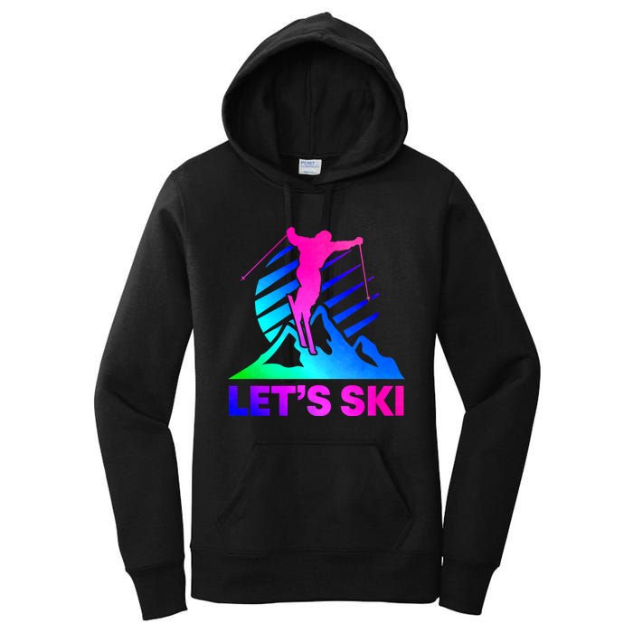 Retro Ski Vintage 80s 90s Skiing Women's Pullover Hoodie