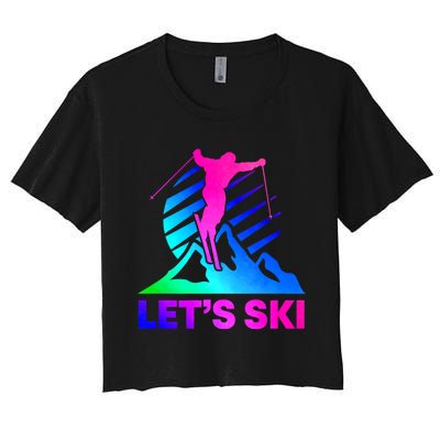 Retro Ski Vintage 80s 90s Skiing Women's Crop Top Tee