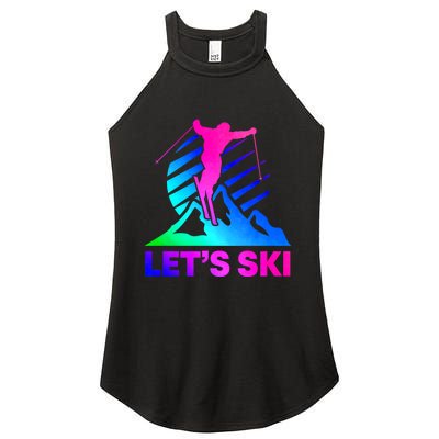 Retro Ski Vintage 80s 90s Skiing Women's Perfect Tri Rocker Tank