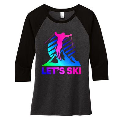 Retro Ski Vintage 80s 90s Skiing Women's Tri-Blend 3/4-Sleeve Raglan Shirt