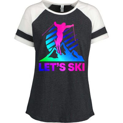 Retro Ski Vintage 80s 90s Skiing Enza Ladies Jersey Colorblock Tee