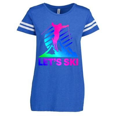 Retro Ski Vintage 80s 90s Skiing Enza Ladies Jersey Football T-Shirt